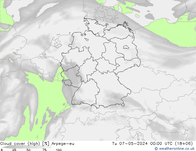 vysoký oblak Arpege-eu Út 07.05.2024 00 UTC