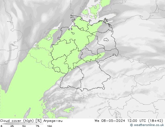 Bewolking (Hoog) Arpege-eu wo 08.05.2024 12 UTC