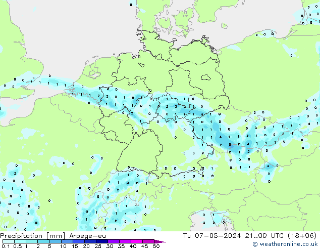 Niederschlag Arpege-eu Di 07.05.2024 00 UTC