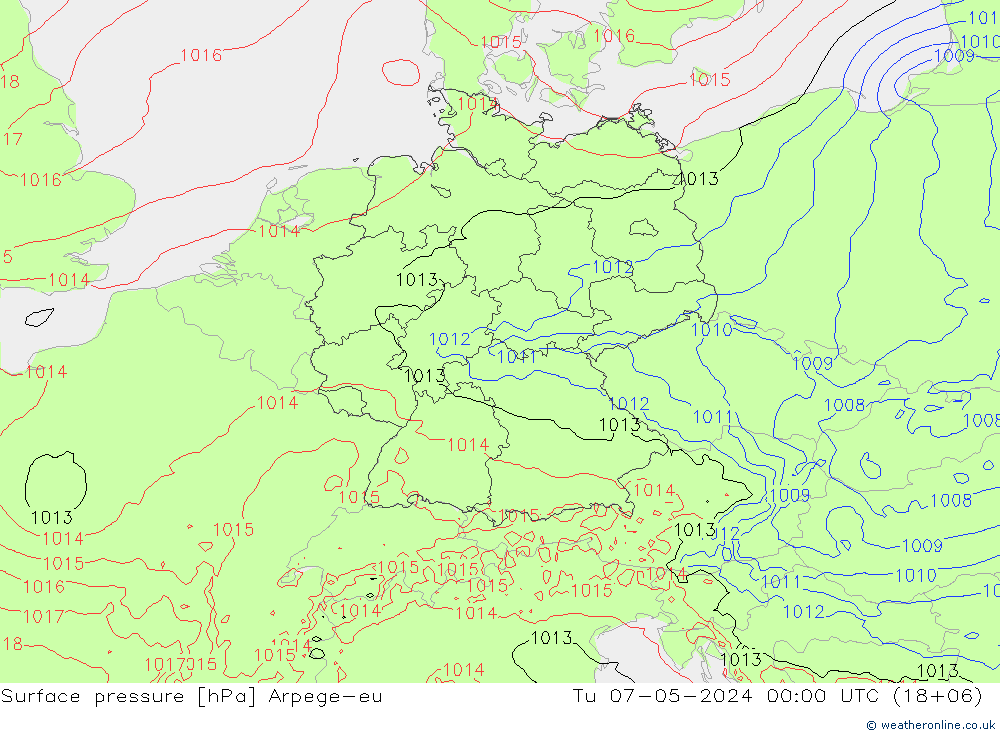 ciśnienie Arpege-eu wto. 07.05.2024 00 UTC