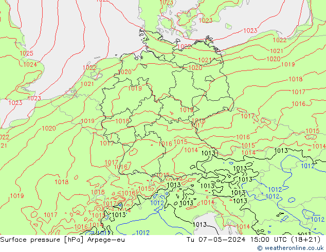 Bodendruck Arpege-eu Di 07.05.2024 15 UTC