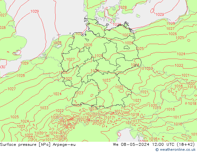 Luchtdruk (Grond) Arpege-eu wo 08.05.2024 12 UTC