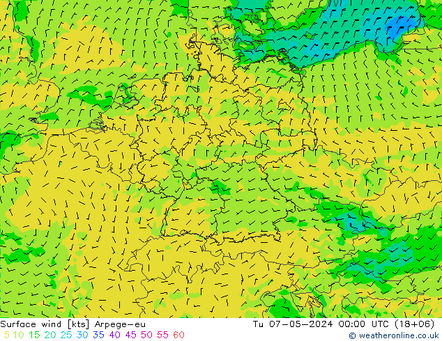 Bodenwind Arpege-eu Di 07.05.2024 00 UTC