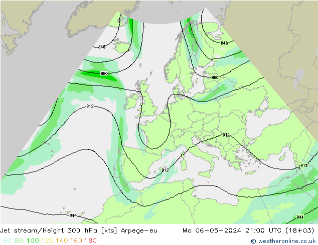 Corriente en chorro Arpege-eu lun 06.05.2024 21 UTC