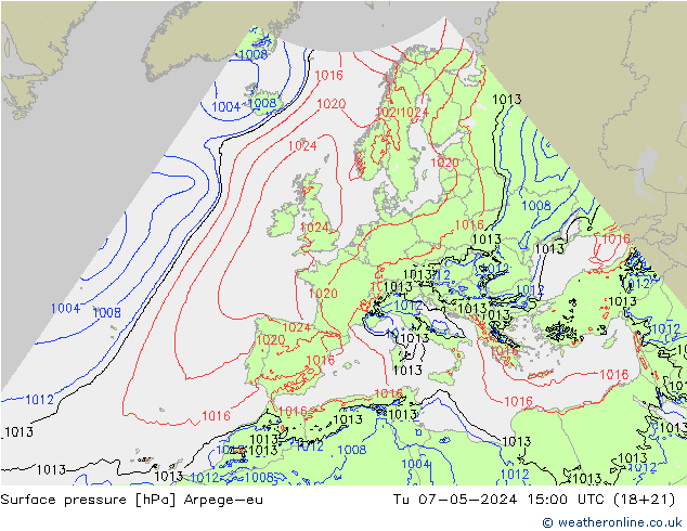 Yer basıncı Arpege-eu Sa 07.05.2024 15 UTC