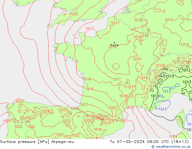 Luchtdruk (Grond) Arpege-eu di 07.05.2024 06 UTC