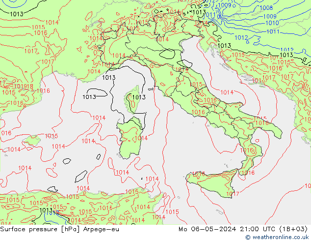 приземное давление Arpege-eu пн 06.05.2024 21 UTC