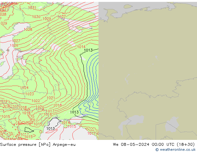 Surface pressure Arpege-eu We 08.05.2024 00 UTC