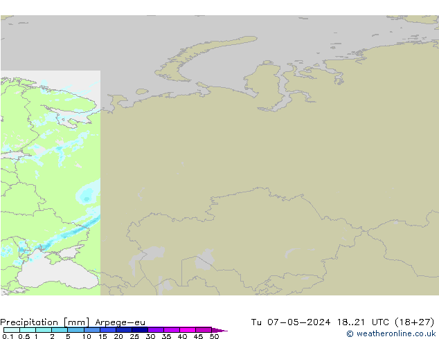 Srážky Arpege-eu Út 07.05.2024 21 UTC