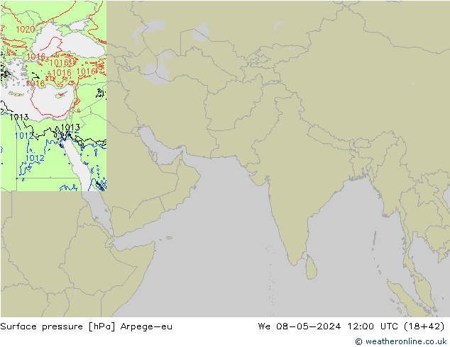 Pressione al suolo Arpege-eu mer 08.05.2024 12 UTC