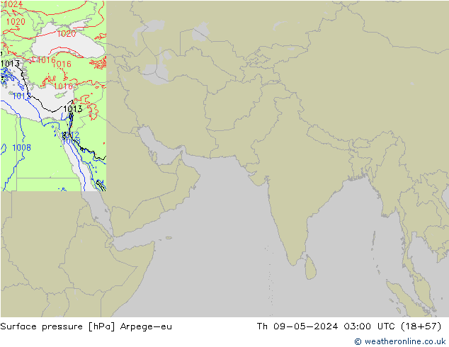 Surface pressure Arpege-eu Th 09.05.2024 03 UTC