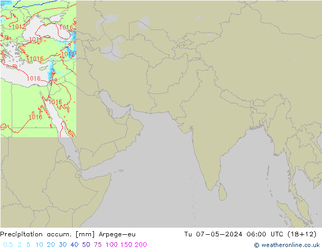 Precipitation accum. Arpege-eu Tu 07.05.2024 06 UTC