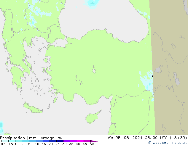 Srážky Arpege-eu St 08.05.2024 09 UTC