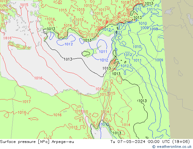 Surface pressure Arpege-eu Tu 07.05.2024 00 UTC