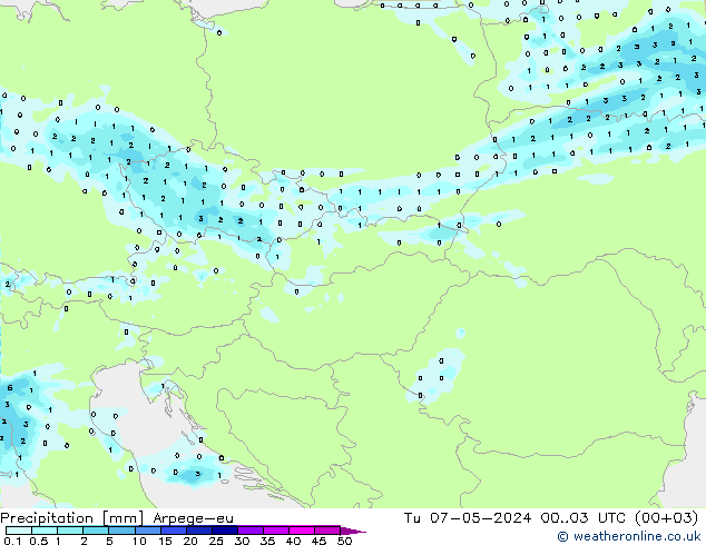 Precipitation Arpege-eu Tu 07.05.2024 03 UTC