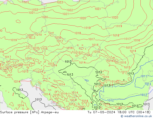 Luchtdruk (Grond) Arpege-eu di 07.05.2024 18 UTC