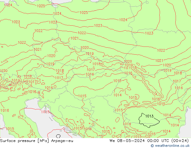 Presión superficial Arpege-eu mié 08.05.2024 00 UTC