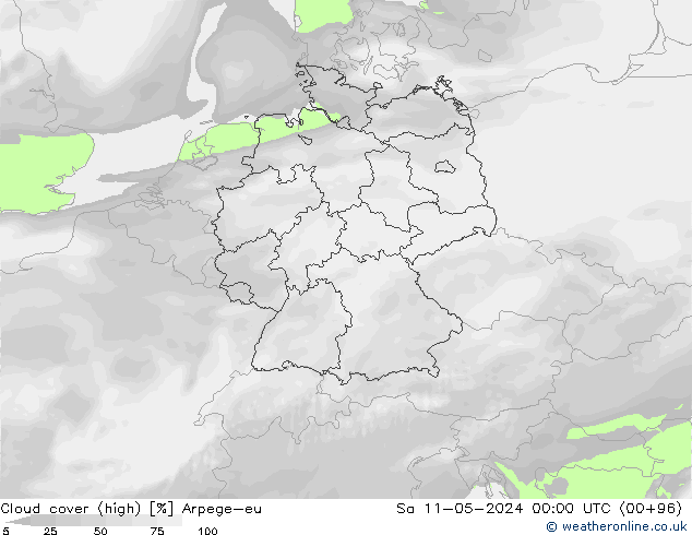 Nuages (élevé) Arpege-eu sam 11.05.2024 00 UTC