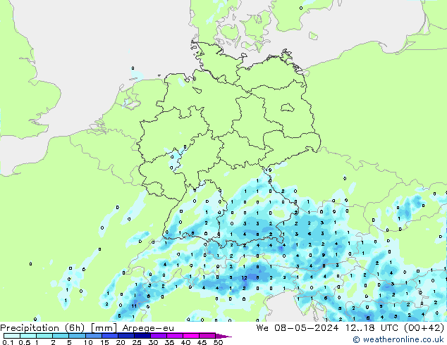 opad (6h) Arpege-eu śro. 08.05.2024 18 UTC