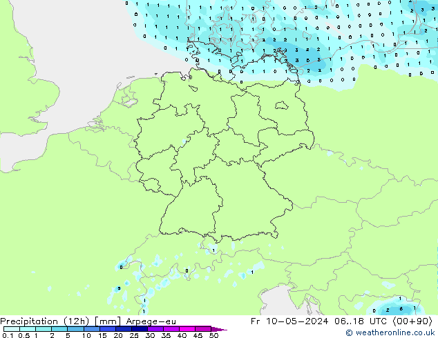 Precipitazione (12h) Arpege-eu ven 10.05.2024 18 UTC