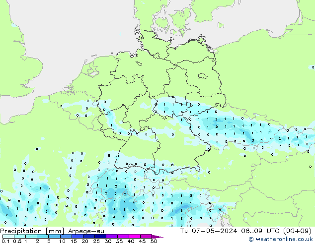 Niederschlag Arpege-eu Di 07.05.2024 09 UTC