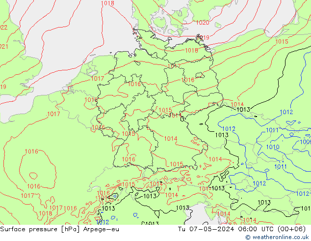 地面气压 Arpege-eu 星期二 07.05.2024 06 UTC