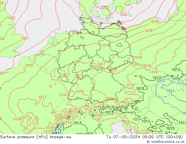 Yer basıncı Arpege-eu Sa 07.05.2024 09 UTC