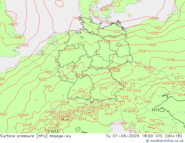 pression de l'air Arpege-eu mar 07.05.2024 18 UTC
