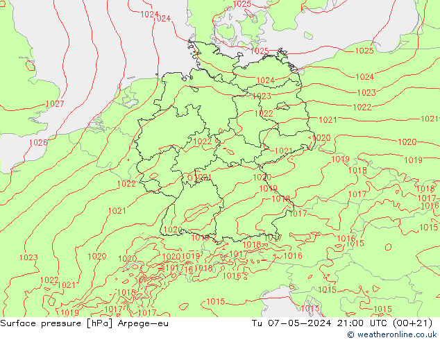 Bodendruck Arpege-eu Di 07.05.2024 21 UTC