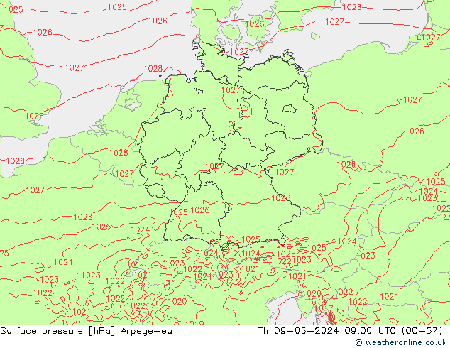 ciśnienie Arpege-eu czw. 09.05.2024 09 UTC