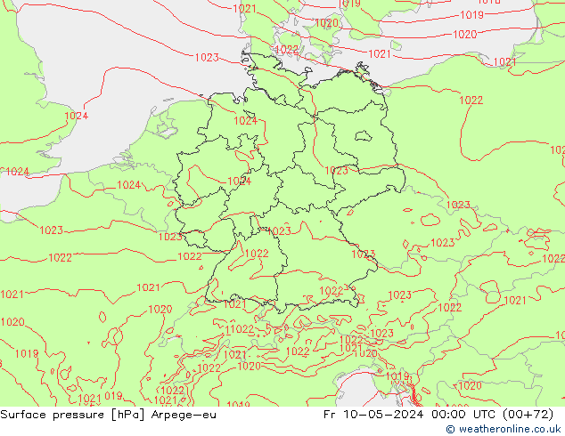 Presión superficial Arpege-eu vie 10.05.2024 00 UTC