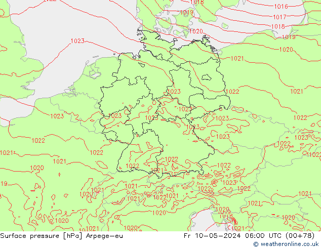 Surface pressure Arpege-eu Fr 10.05.2024 06 UTC