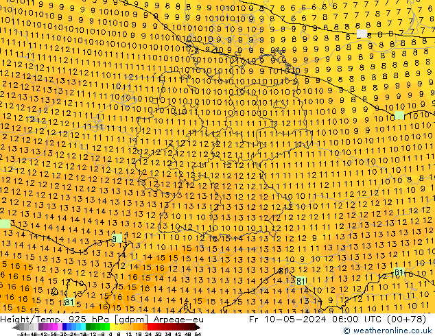 Height/Temp. 925 hPa Arpege-eu  10.05.2024 06 UTC