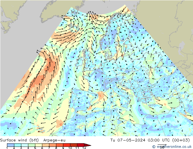  10 m (bft) Arpege-eu  07.05.2024 03 UTC