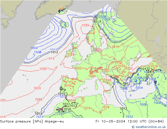 приземное давление Arpege-eu пт 10.05.2024 12 UTC