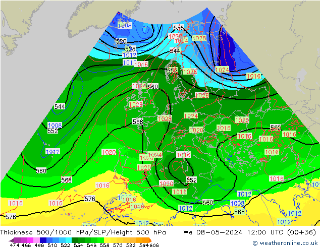 Thck 500-1000hPa Arpege-eu St 08.05.2024 12 UTC