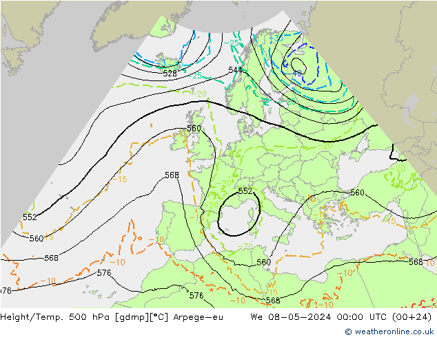 Height/Temp. 500 hPa Arpege-eu We 08.05.2024 00 UTC