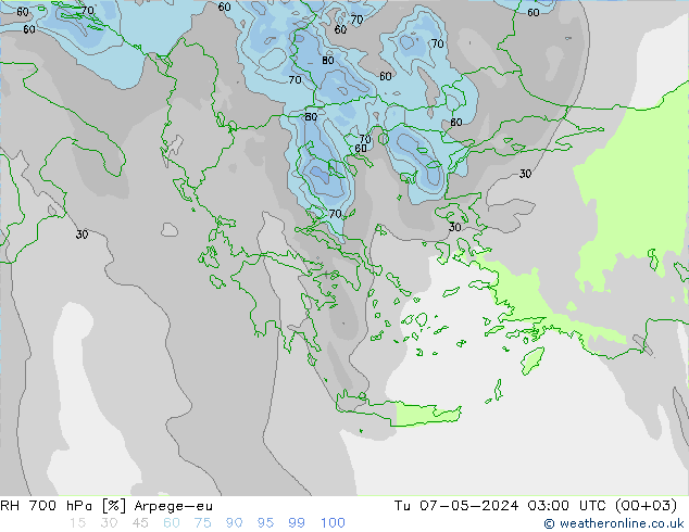 700 hPa Nispi Nem Arpege-eu Sa 07.05.2024 03 UTC