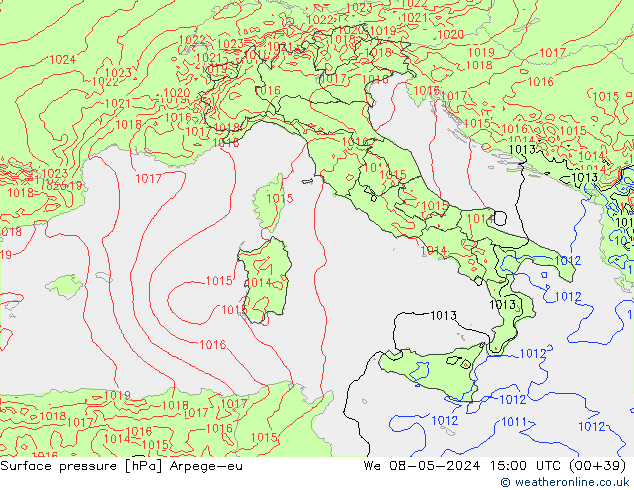 Surface pressure Arpege-eu We 08.05.2024 15 UTC