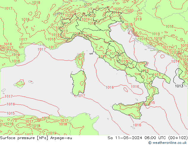 Atmosférický tlak Arpege-eu So 11.05.2024 06 UTC