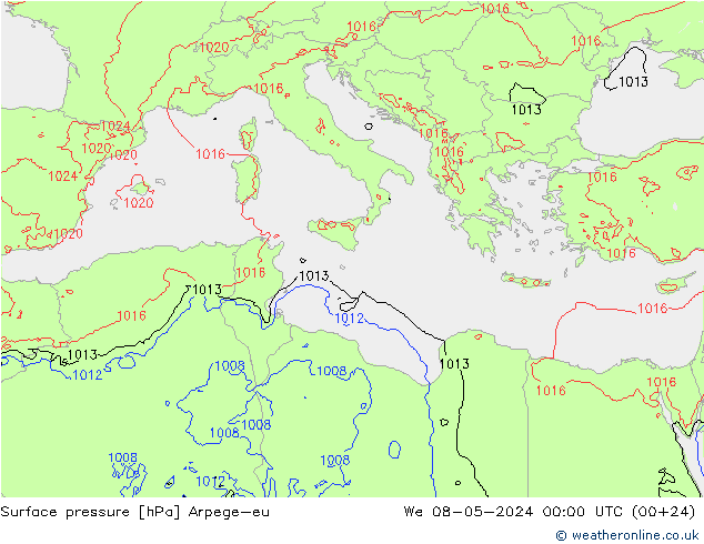 pressão do solo Arpege-eu Qua 08.05.2024 00 UTC