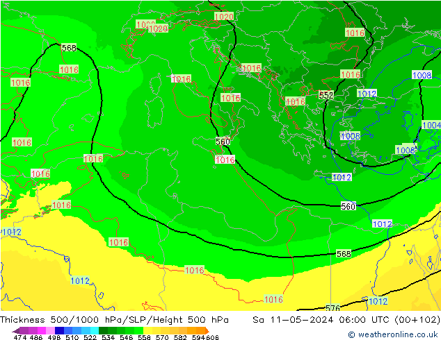 500-1000 hPa Kalınlığı Arpege-eu Cts 11.05.2024 06 UTC