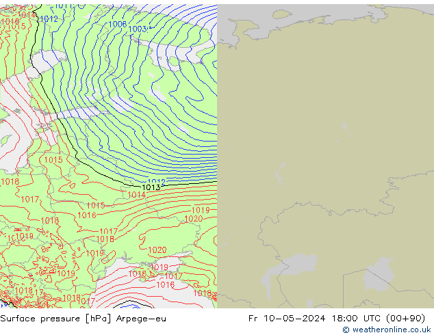 Surface pressure Arpege-eu Fr 10.05.2024 18 UTC