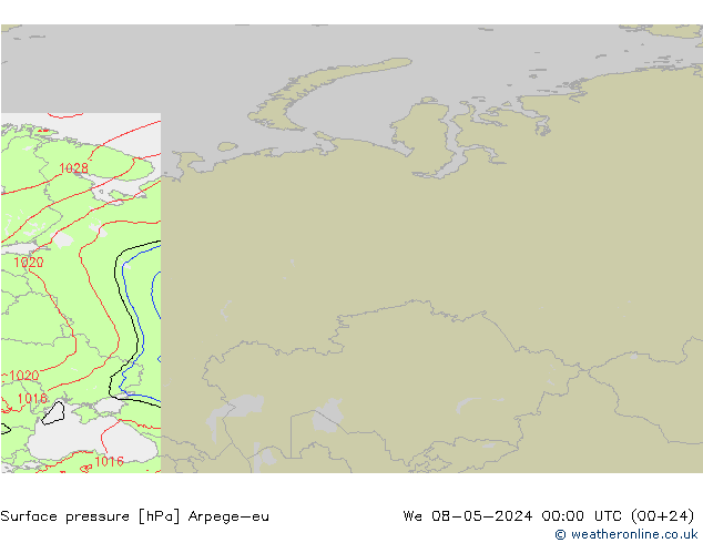 Surface pressure Arpege-eu We 08.05.2024 00 UTC