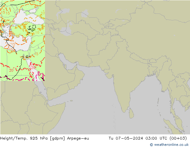 Height/Temp. 925 hPa Arpege-eu Tu 07.05.2024 03 UTC