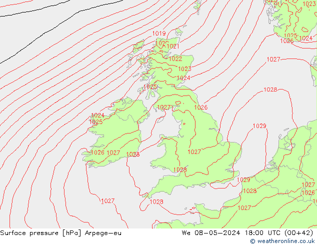 pressão do solo Arpege-eu Qua 08.05.2024 18 UTC