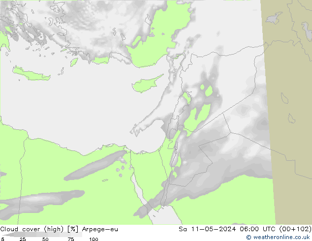 Wolken (hohe) Arpege-eu Sa 11.05.2024 06 UTC