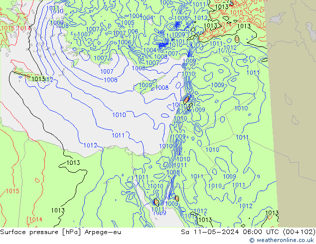 Atmosférický tlak Arpege-eu So 11.05.2024 06 UTC