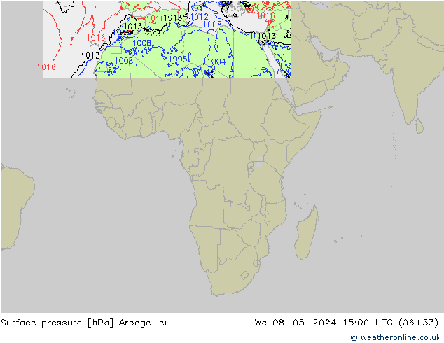 Yer basıncı Arpege-eu Çar 08.05.2024 15 UTC