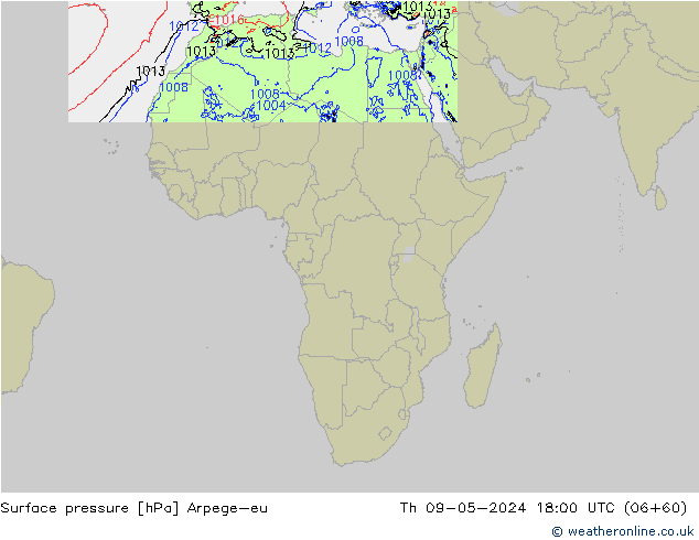 Bodendruck Arpege-eu Do 09.05.2024 18 UTC